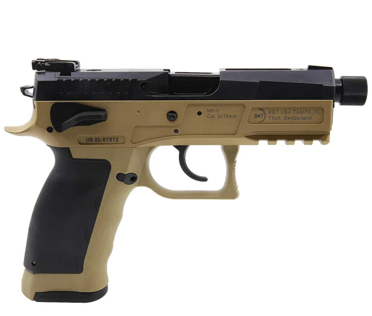 B&T MK-II 9mm 4.3" Threaded Barrel Semi-Auto FDE Pistol 17rd