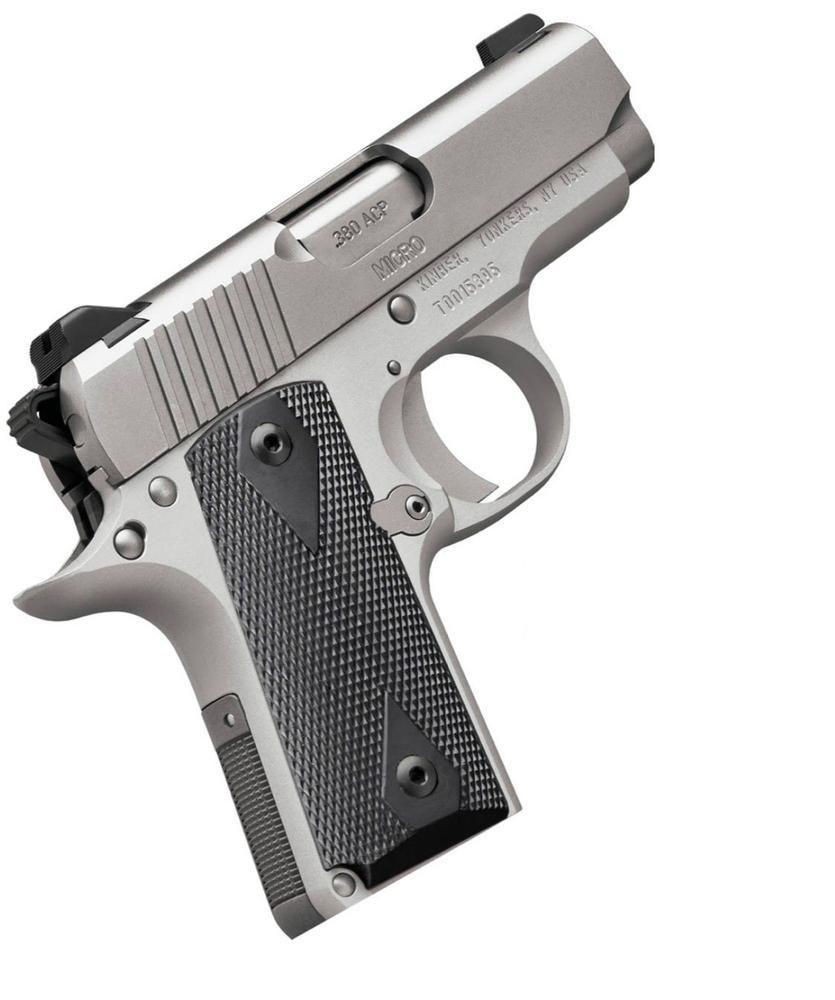 Kimber Micro380 Stainless LW,Stainless Pistol .380 Blackout Sights, Silver Small Parts, Black Rubber Grips, 6rd Magazine, Match Grade 2.75" Stainless Barrel