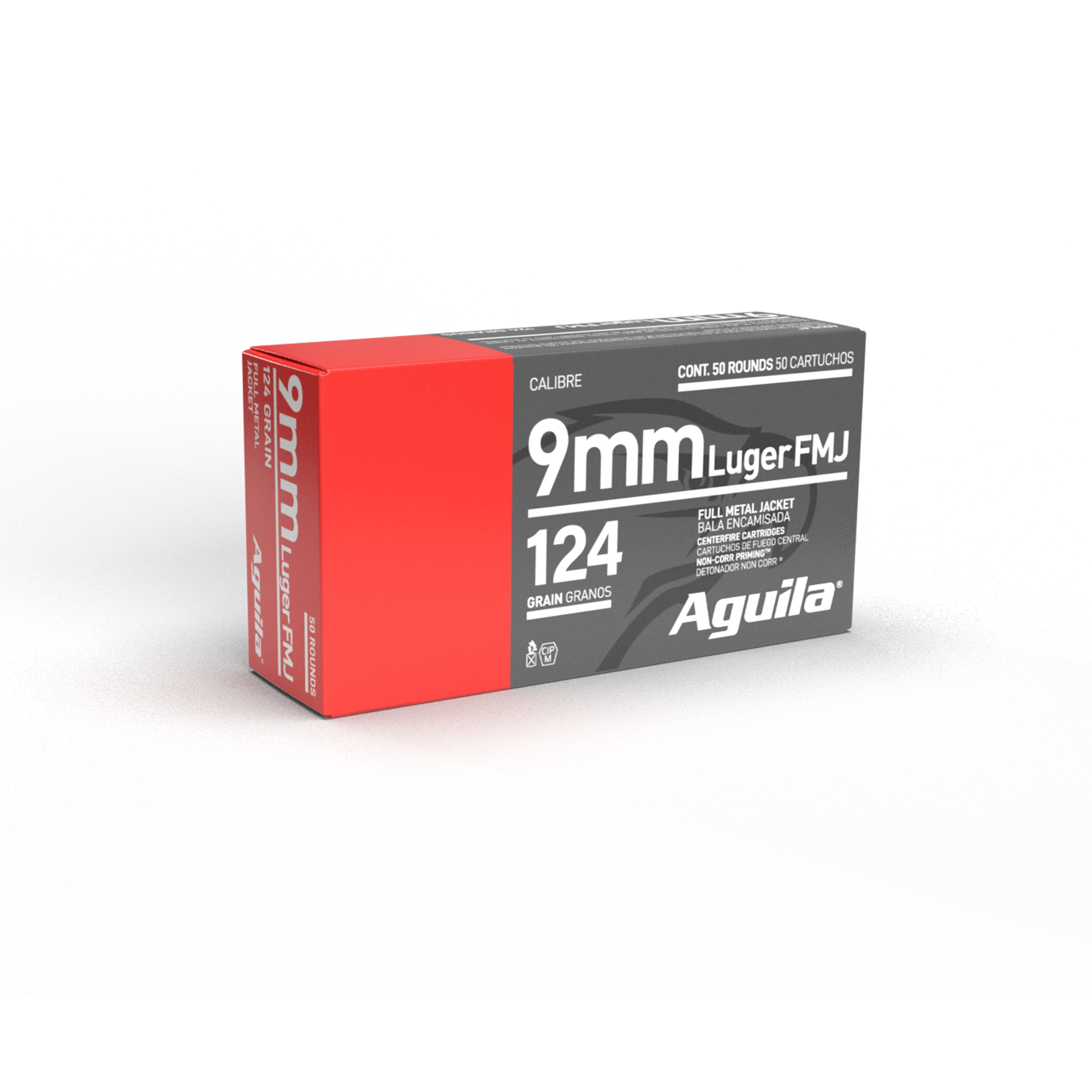 Aguila 1E092110 9mm Luger 124gr Full Metal Jacket (FMJ) 50-Round Box