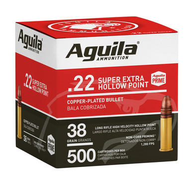 Aguila Super Extra High Velocity .22 LR 38 gr Copper-Plated Hollow Point Rimfire Ammunition