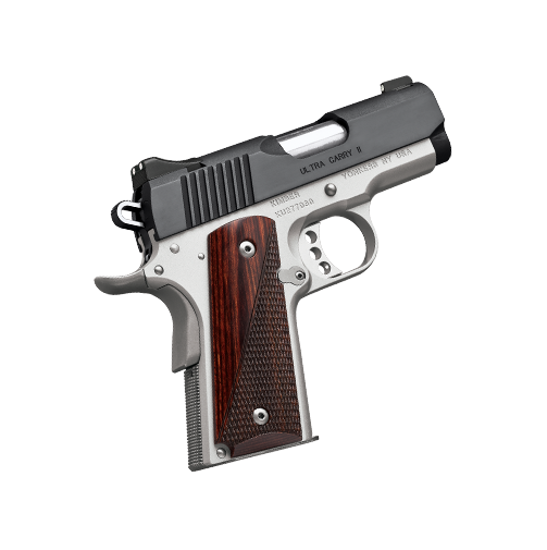 Ultra Carry II 9mm, 3", Two-Tone Pistol Low Profile Sights, 8rd Magazine, Rosewood Grips, SS Frame/Black Slide