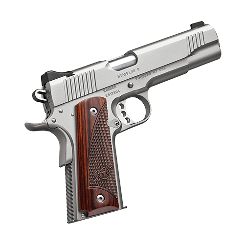 Stainless II .45ACP, 5", Stainless Pistol, Low Profile Sights, 7rd Magazine, Rosewood grips