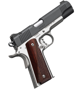 Custom II 9mm, 5", Two-Tone Pistol Low Profile Sights, 9rd Magazine, Rosewood Grips, SS Frame/Black Slide