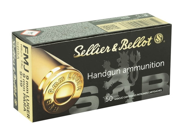 Sellier & Bellot SB9A 9mm Luger 115gr Full Metal Jacket (FMJ) Ammunition (50 Rounds)