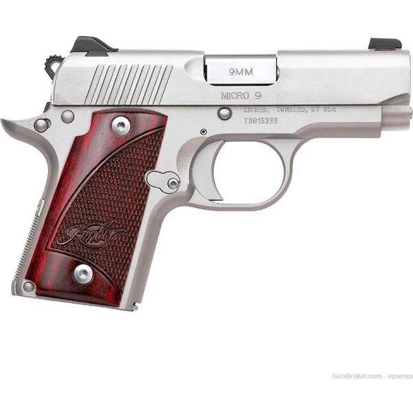 Micro 9mm, 2.75", Stainless Pistol, White Dot Sights, 6rd Magazine, Rosewood grips