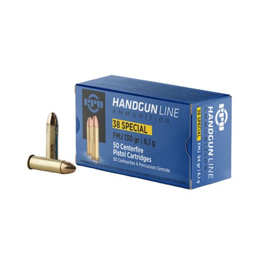 PPU PPH38SF .38 Special 130gr FMJ Handgun Ammo (50 Rounds)