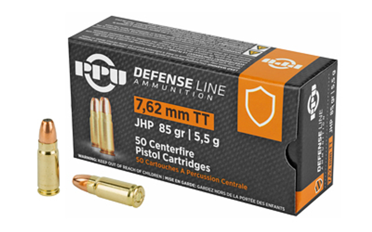 PPU PPD7T Defense 7.62x25mm Tokarev 85gr Jacketed Hollow Point (50 Rounds)