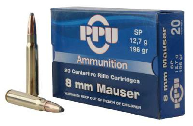 PPU 8mm Mauser 196-Grain Soft Point Rifle Ammunition (20 Rounds)