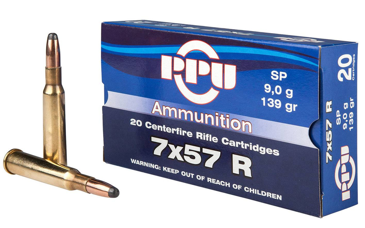 PPU 7x57R 139gr Soft Point Rifle Ammo (10 Box Case)