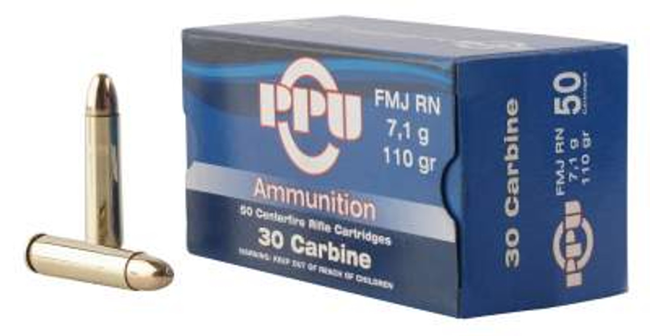 PPU Standard Rifle PP30F .30 Carbine 110 Grain FMJ Round Nose (50 Rounds)