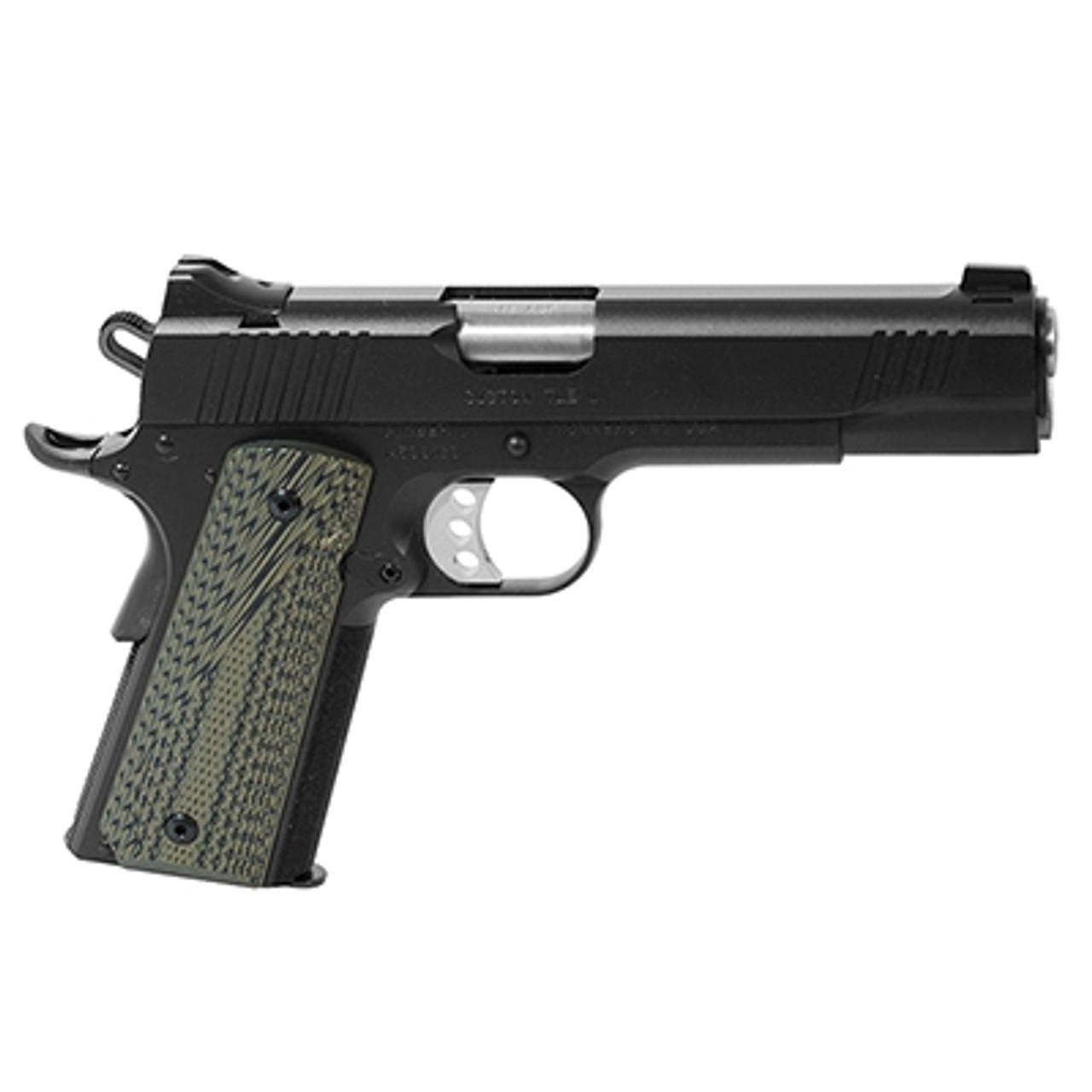 Custom TLE II 10mm, 5", Black Pistol, Tritium Night Sights, 8rd Magazine, Green/Black G-10 Grips