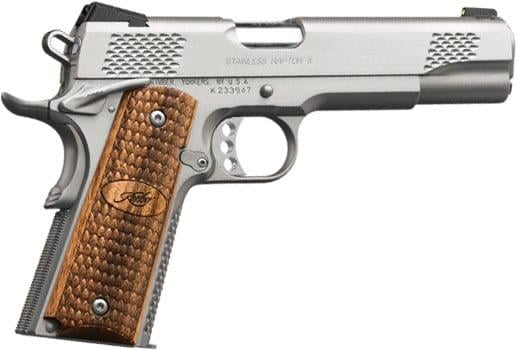 Stainless Raptor II 10mm, 5", Stainless Pistol, Tritium Night Sights, 8rd Magazine, Zebrawood grips w/scale pattern