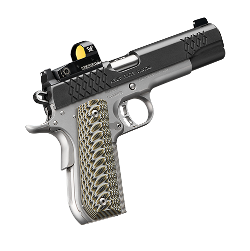 Aegis Elite Custom (OI) .45ACP, 5", Reverse Two- Tone, Pistol, Tritium Night Sights, Vortex Optics Venom Red Dot, 8rd Magazine, G-10 Grips