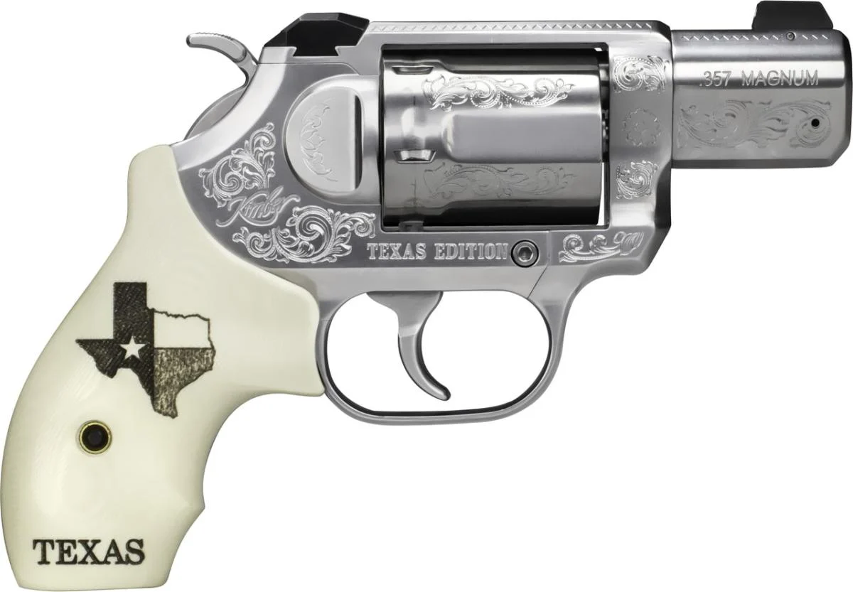 K6s Texas Edition .357Mag, 2", Engraved Stainless Double/Single Action, Revolver, White Dot Sights, White Ivory G10 Come and Take It Grips; 6rds