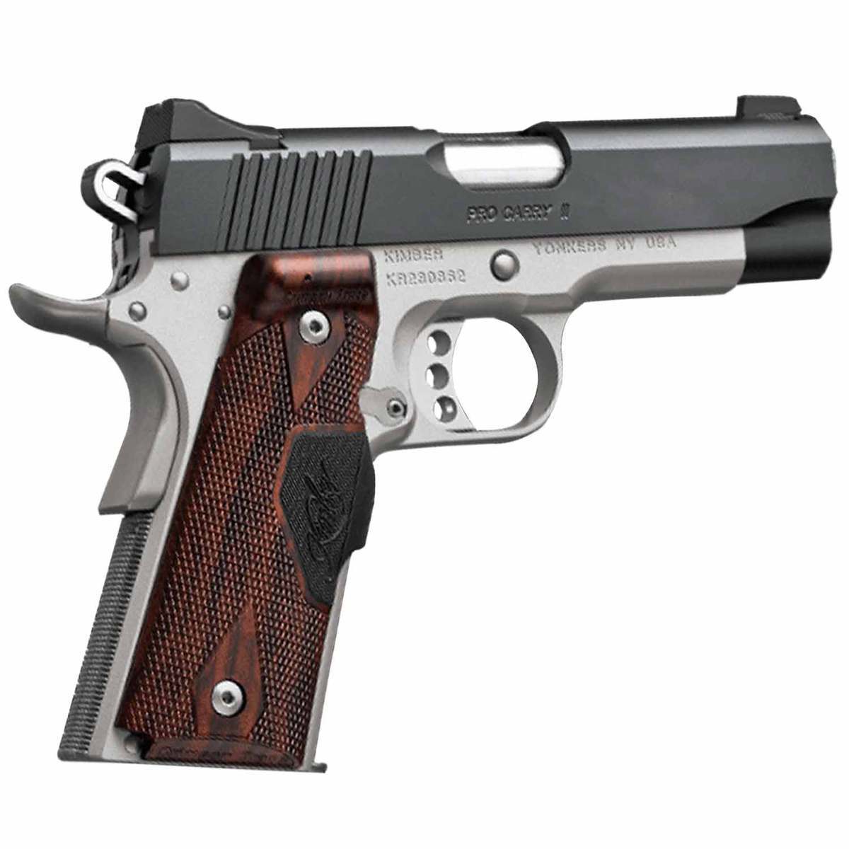 Pro Carry II .45ACP, 4", Two-Tone Pistol, Low Profile Sights, 7rd Magazine, Rosewood Laser grips