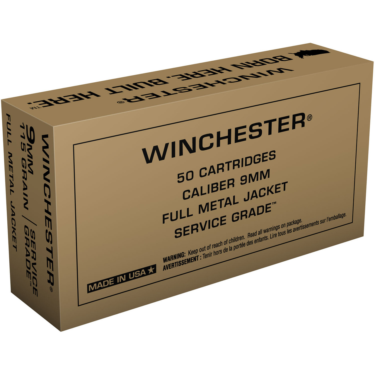 Winchester Service Grade 9mm Luger 115gr FMJ (50 Rounds)