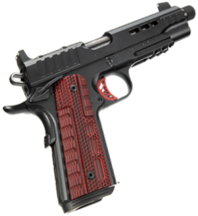 Rapide Heat .45ACP 5" Black DLC Threaded Barrel 1/2x28 Thread Pitch; KimPro II Black Finish Slide; Black & Red Pattern G10 Grips White Dot Sights; Picatinny Rail; KimPro II Red Aluminum V-Cut Trigger; Stiplex Front Strap Texture; 1 x 8rd Mag