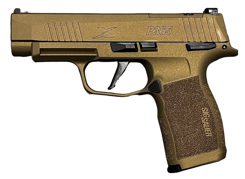 dSIG SAUER P365XL 9MM 3.7"MS PSTL 2-12RD OPTC PLTE COVER, BURNT BRONZE