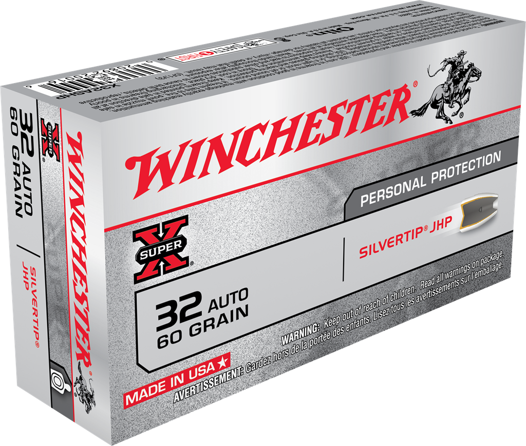 Winchester Super X .32 Auto 60gr STHP (SilverTip HP) Ammunition