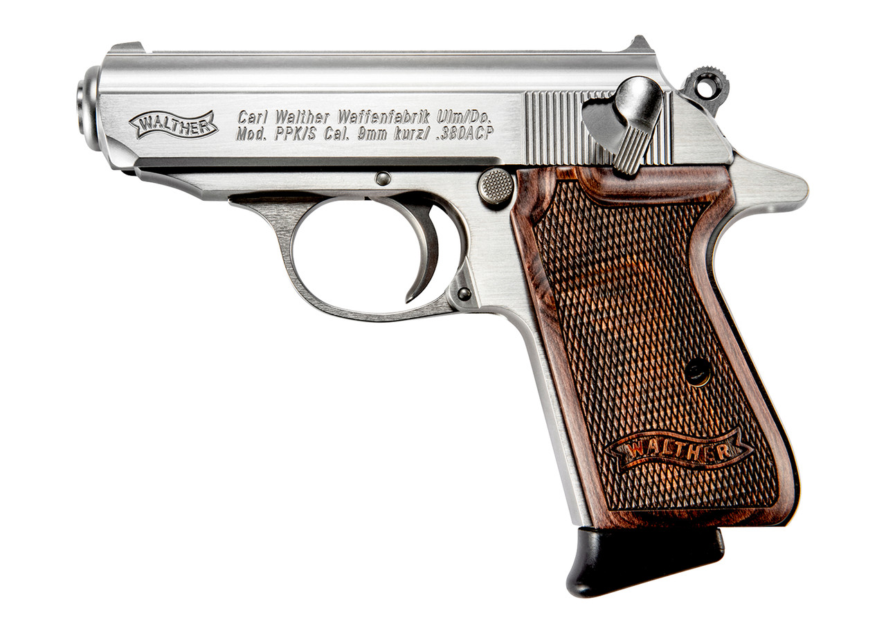 WALTHER PPK/S 380ACP HGA 3.3INBBL STAINLESS WALNUT GRIPS 2-7RD MAGS