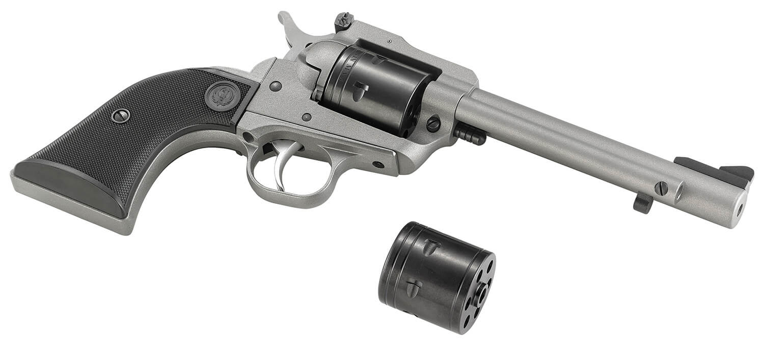 Ruger 2033 Super Wrangler Revolver, Dual Caliber 22 LR/WMR, 5.50-Inch Barrel, Adjustable Sights, Silver Cerakote Finish, 6-Round Capacity - Ruger - 22 LR | 22 Magnum