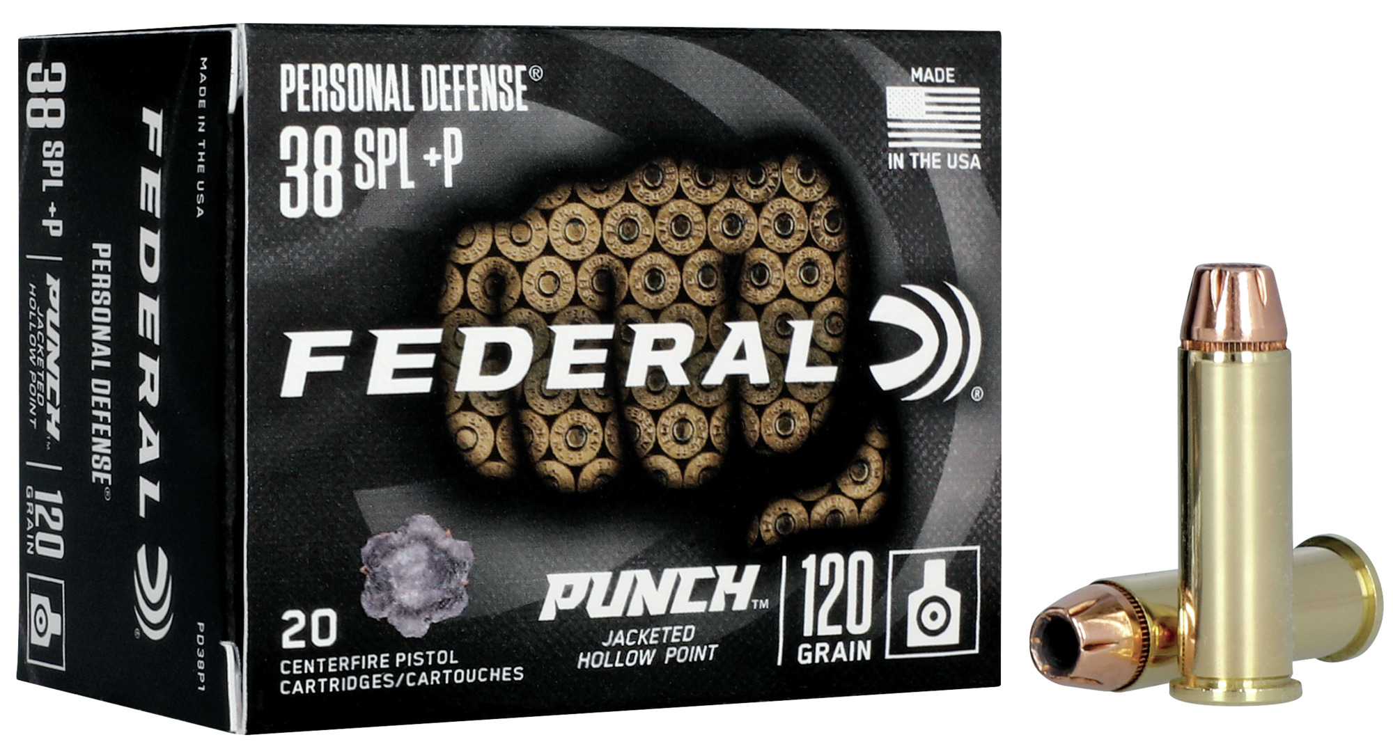 Federal Punch .38 Special +P 120gr JHP Personal Defense Ammunition (20/200)