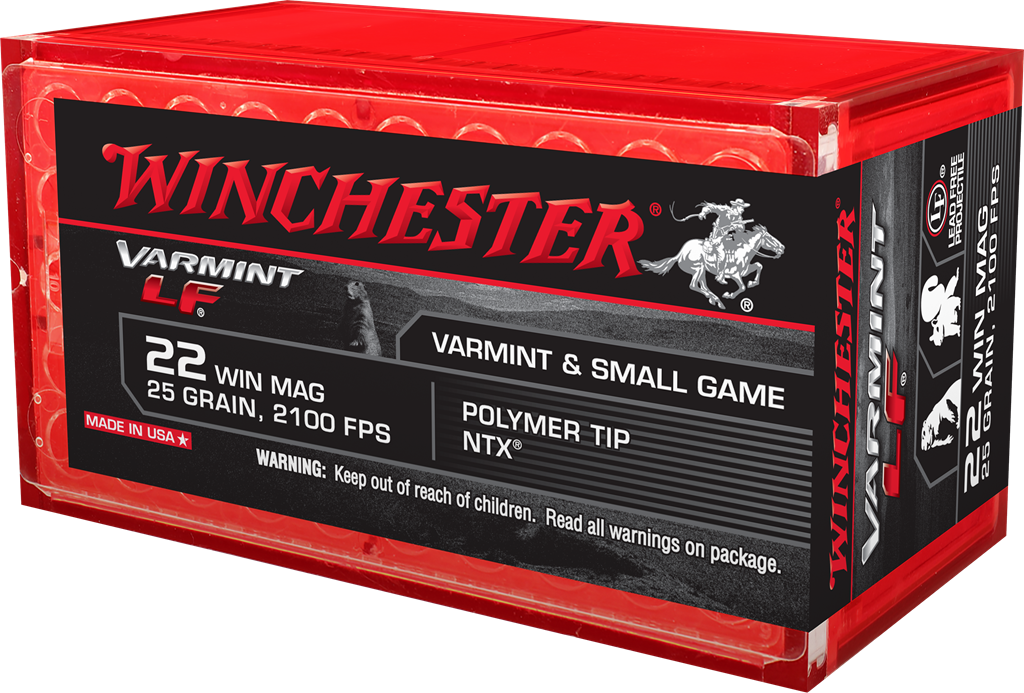 Winchester Varmint LF .22 WMR 25 gr NTX Polymer Tip Lead-Free Rimfire Ammo (50 Rounds)