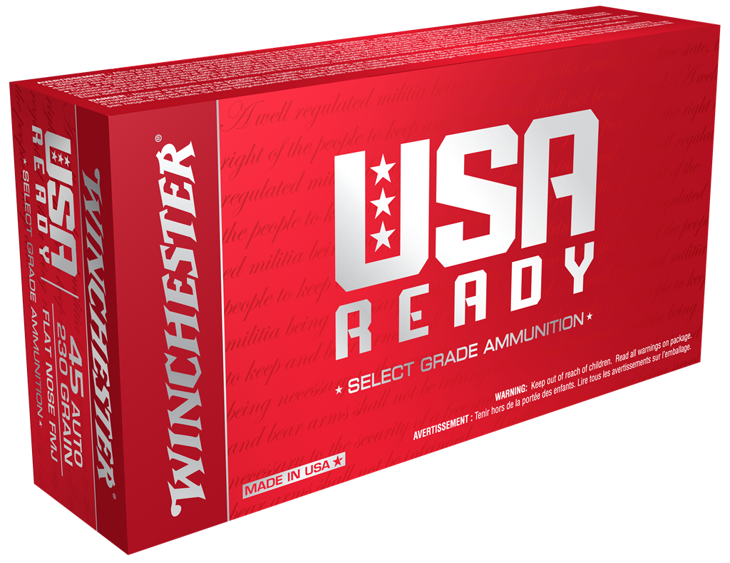 Winchester USA Ready .45 ACP 230gr FMJ Flat Nose 50-Round Box