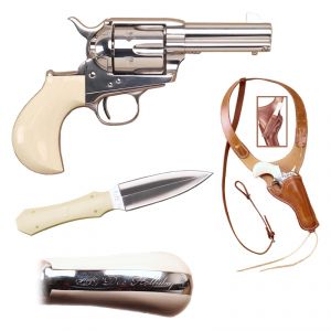 Cimarron Thunderer 45LC 3.5" SS Revolver - Doc Holliday Set with Knife & Holster - Cimarron - 45LC