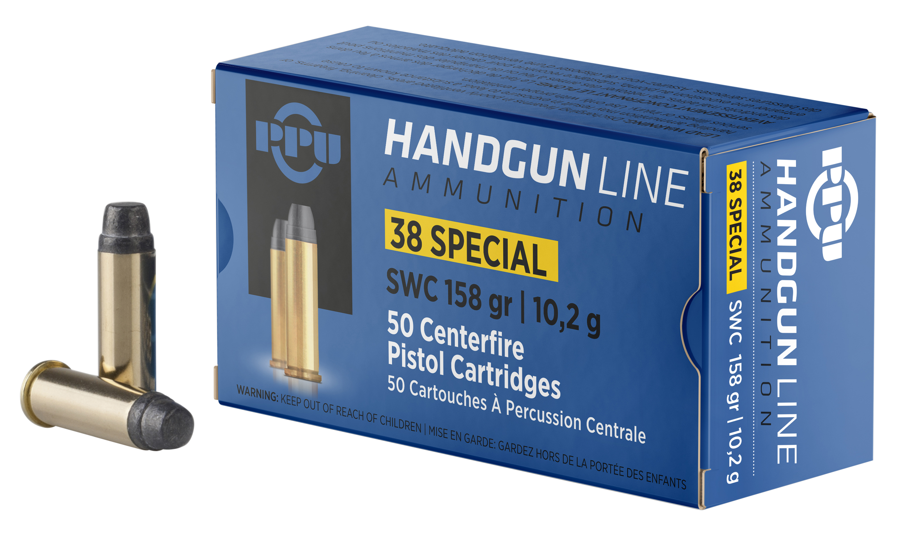 PPU .38 SPECIAL SW 158GR 50RD BOX 10 BOXES PER CASE