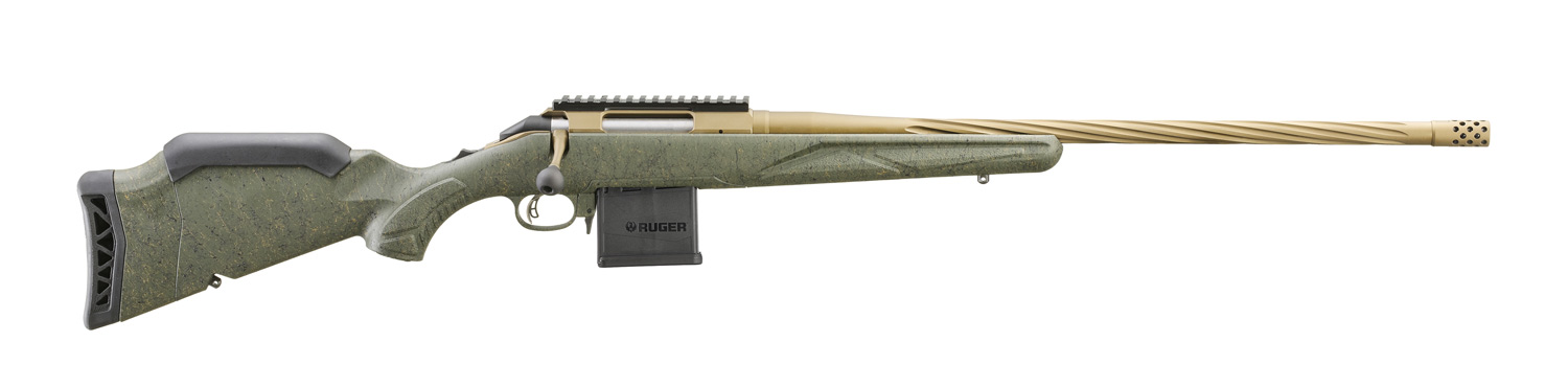 Ruger Gen II American 308 Win 22" Spiral Fluted Barrel Green Splatter Stock