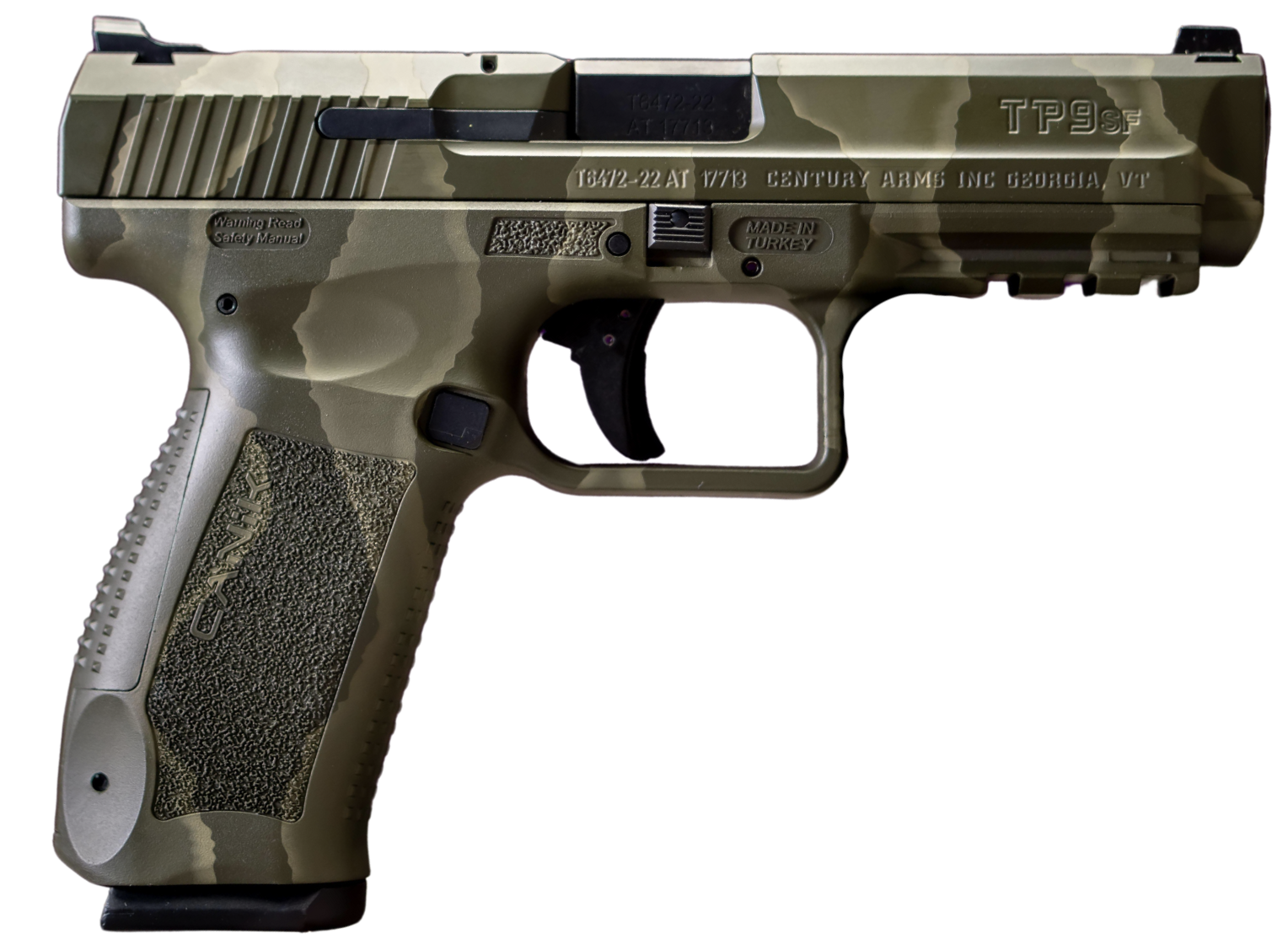 CANIK TP9SF CANIK CREATIONS HGA 9MM 4.46IN BBL 2-18RD MAGS AND FULL ACCESSORY KIT REPTILE GREEN