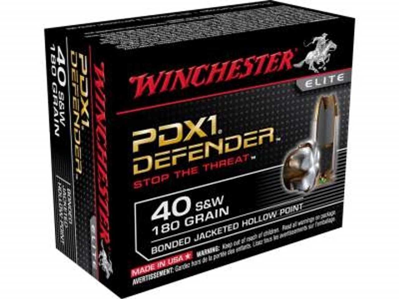 Winchester Defender PDX1 40 S&W 180gr Bonded Jacket Hollow Point (20rd)