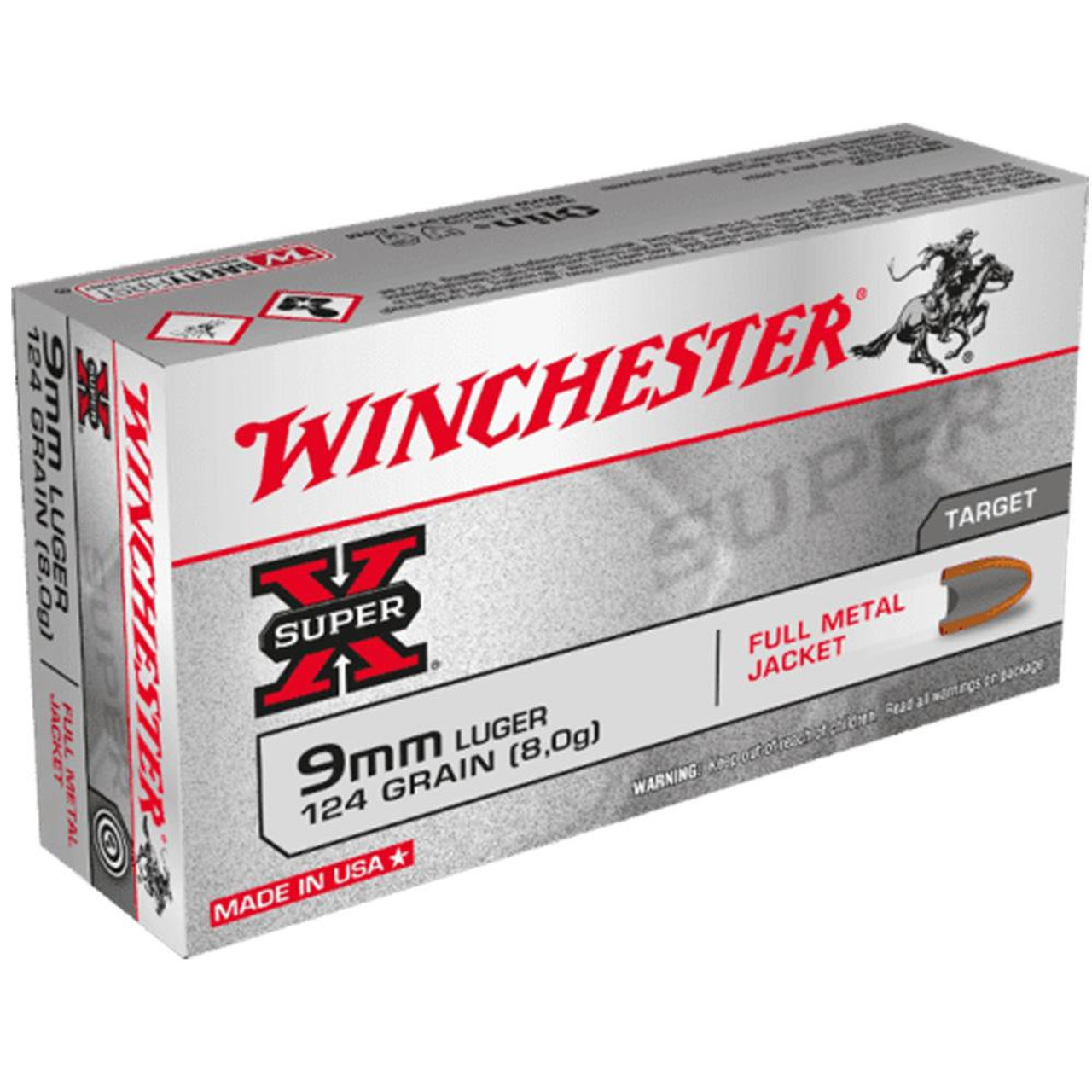 WINCHESTER SUPER X 9MM 124G FMJ 50RD BX 500RD CS