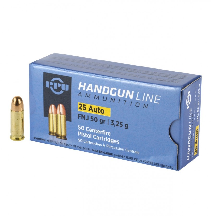 PPU .25 ACP 50gr FMJ 50-Round