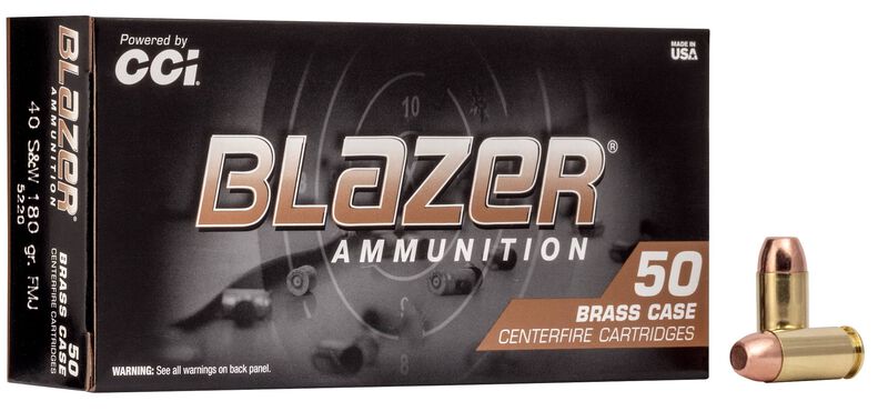 CCI Blazer Brass .40 S&W 180gr FMJ Pistol Ammo