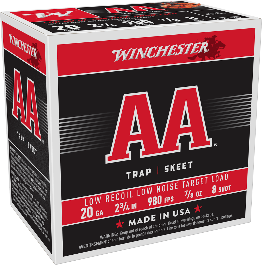 Winchester AA Target 20 Gauge 2-3/4" Low Recoil Shotshells (25 Rounds)