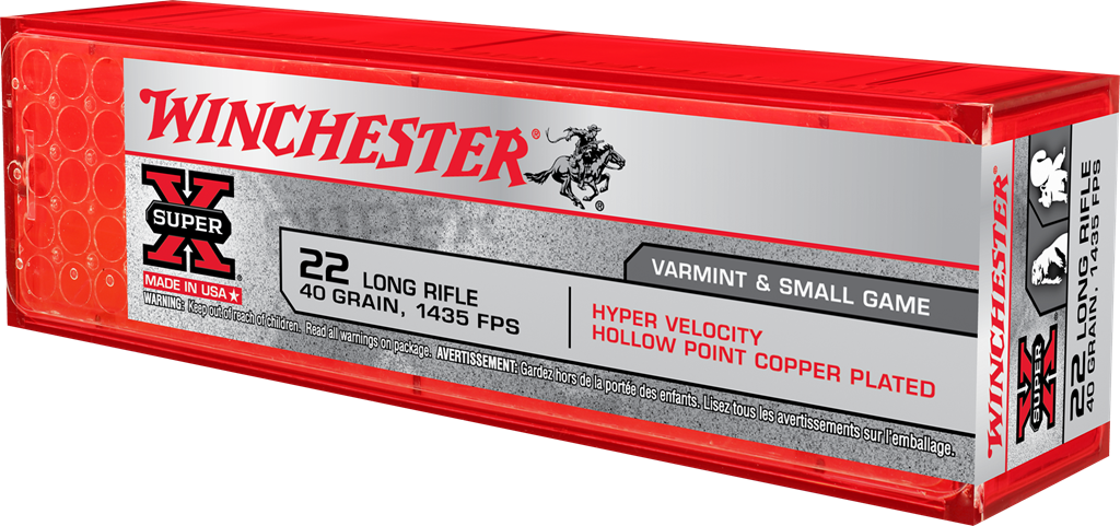 Winchester Super-X Hyper Velocity .22 LR 40 Grain Plated Hollow Point (CPHP) 100-Round Box