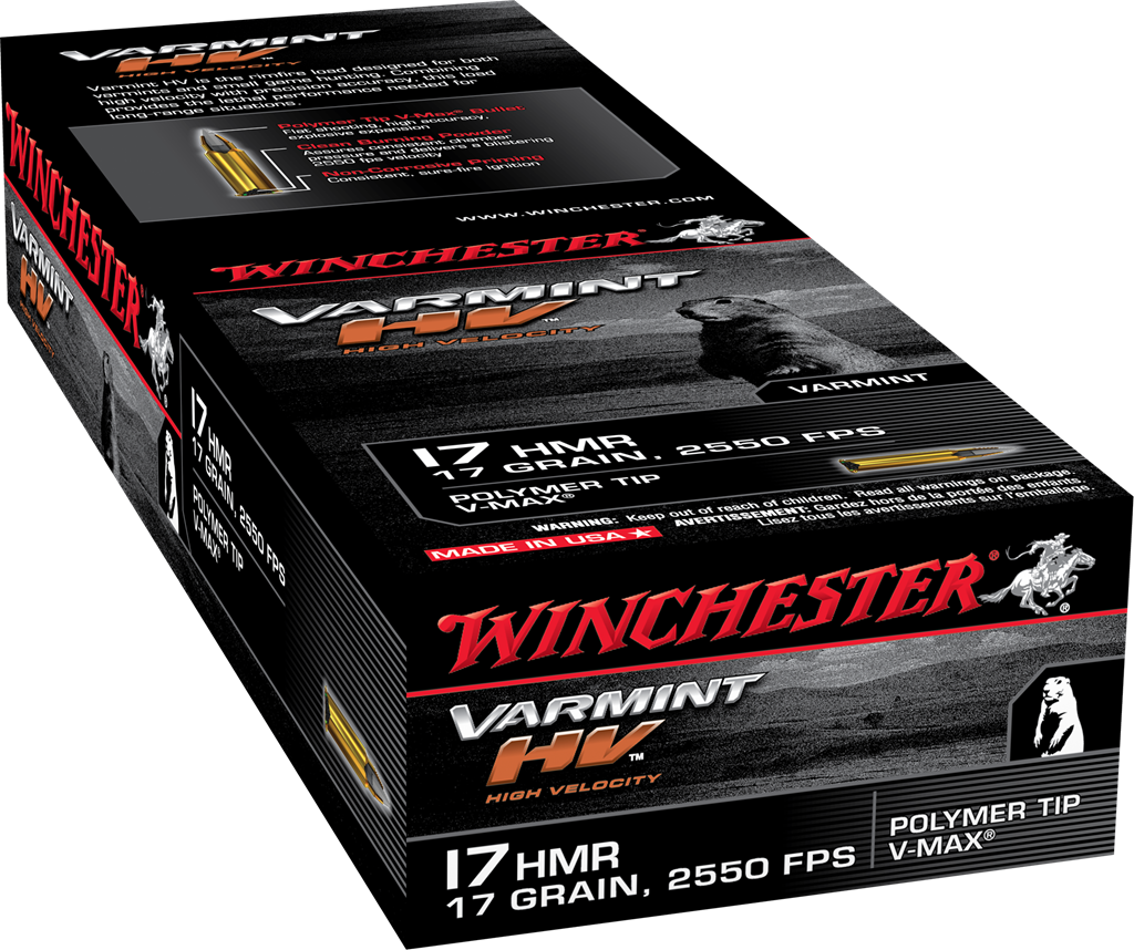 Winchester .17 HMR 17gr V-MAX Brass – 50rd