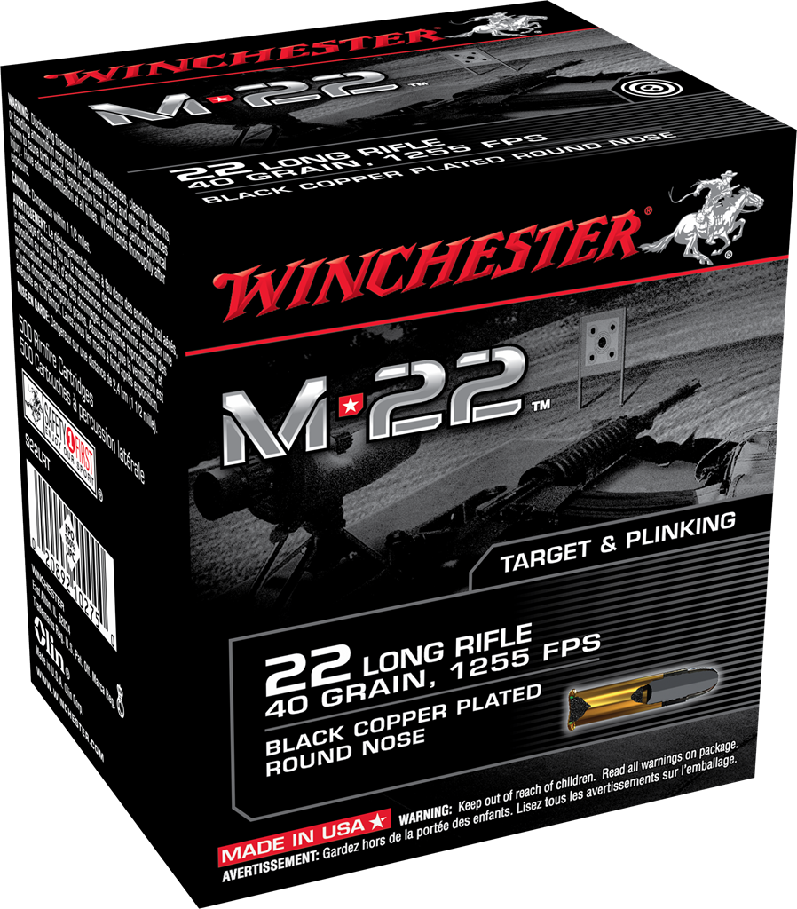 Winchester M-22 .22 LR 40 Grain Lead Round Nose Rimfire Ammunition