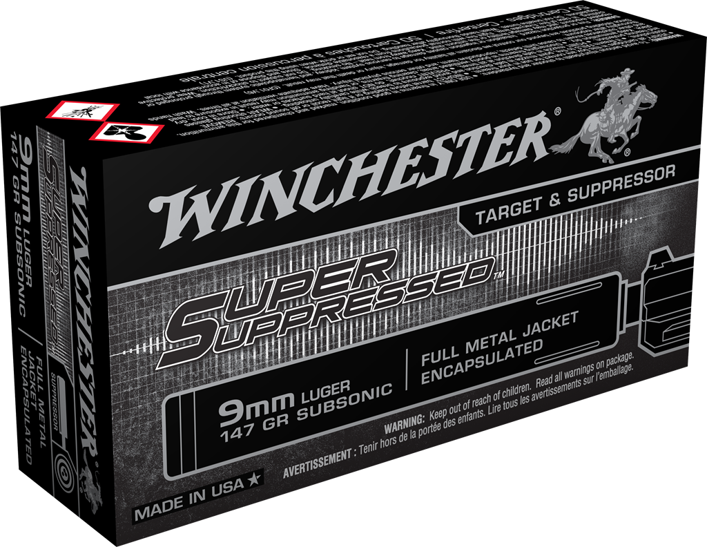 Winchester Super Suppressed 9mm Luger 147gr FMJ Encapsulated Subsonic 50rd Box