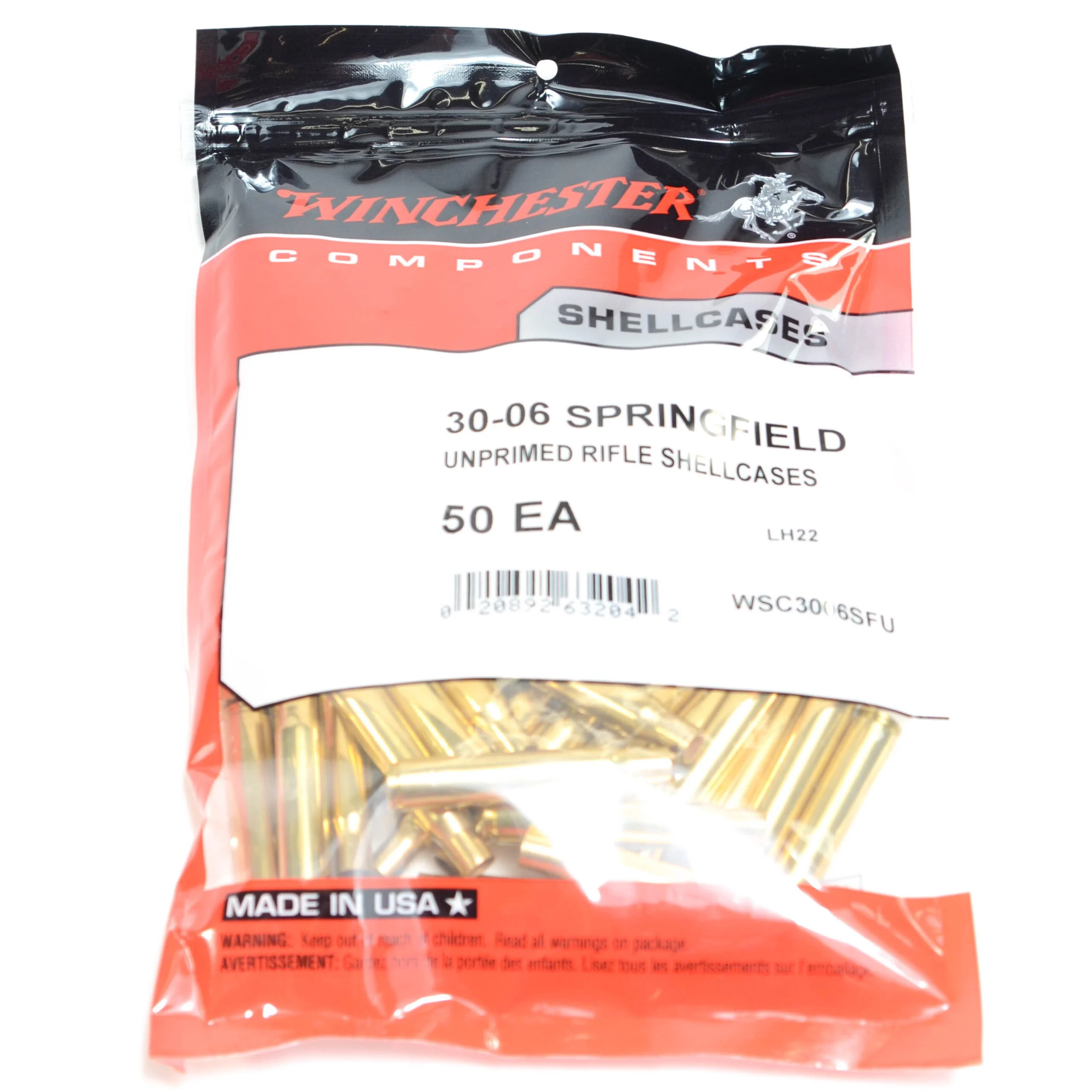Winchester WSC3006SFU Unprimed Rifle Brass Cases 30-06 Springfield (50 Count)