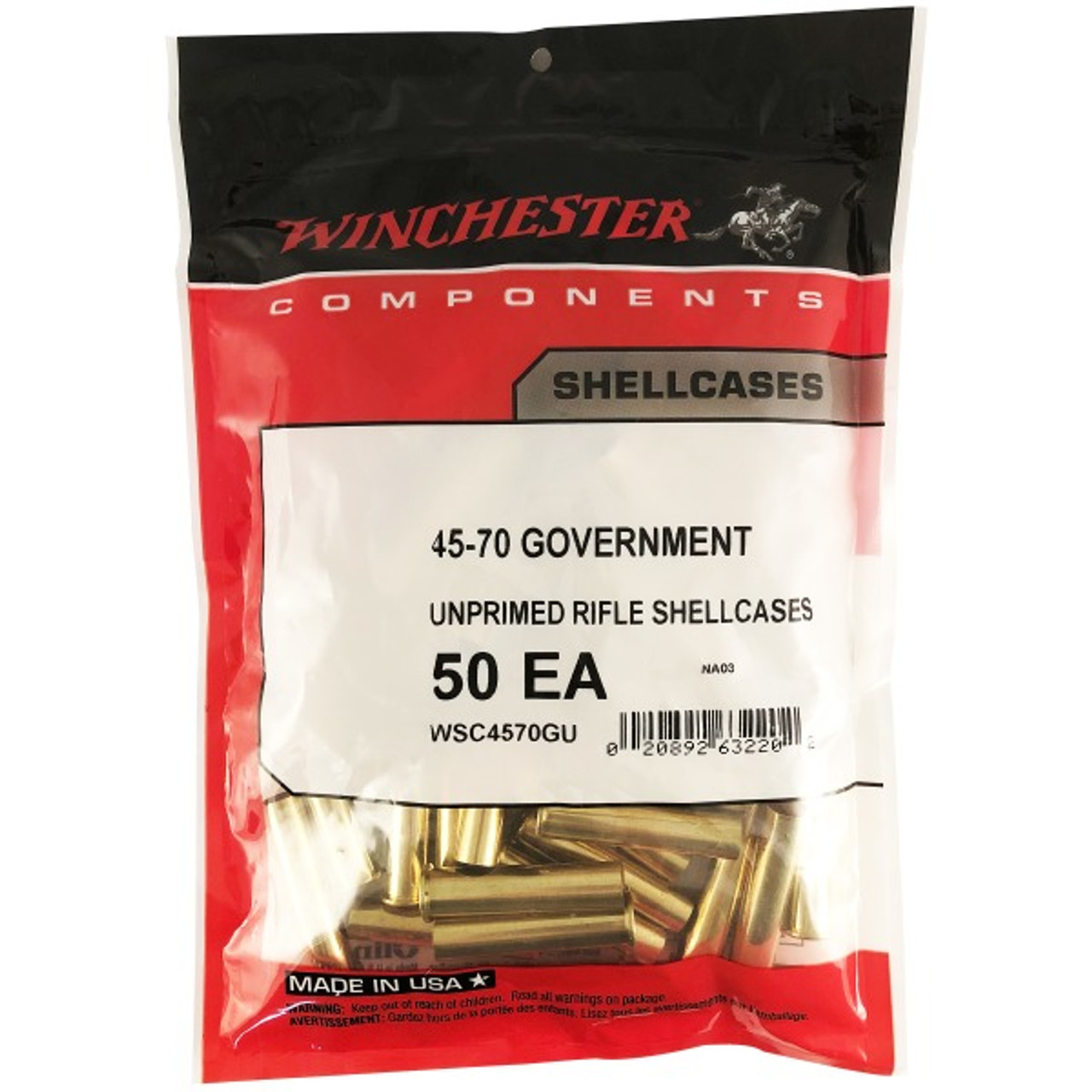 Winchester WSC4570GU .45-70 Unprimed Rifle Brass Cases