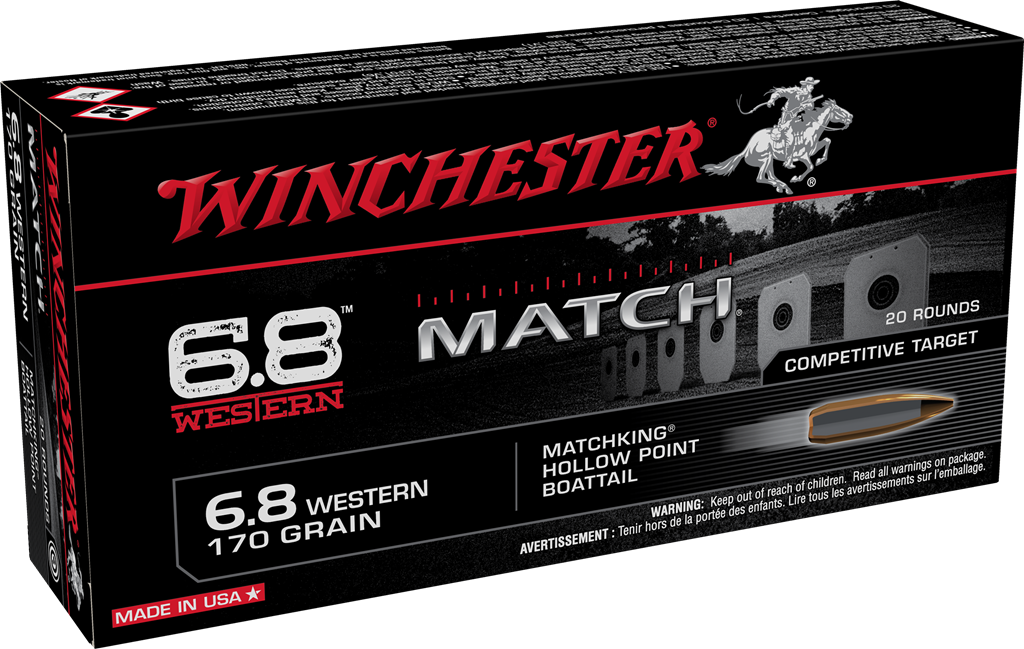 Winchester Match Rifle Ammunition 6.8 Western 170 Grain BTHP