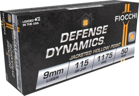 Fiocchi Defense Dynamics 9mm Luger 115 Grain JHP (50 Rounds)