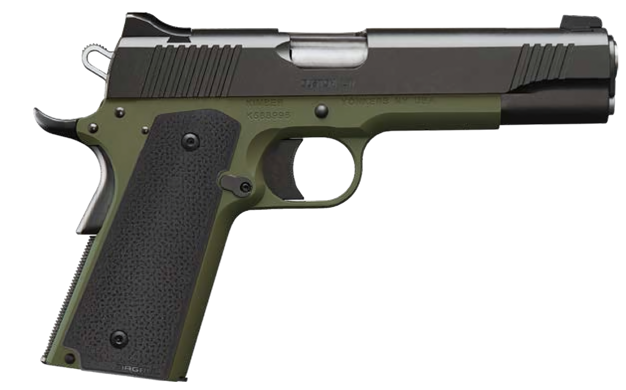 Kimber 3000464 Custom LW 45ACP 5" 8rd Black Slide Ranger Green Frame