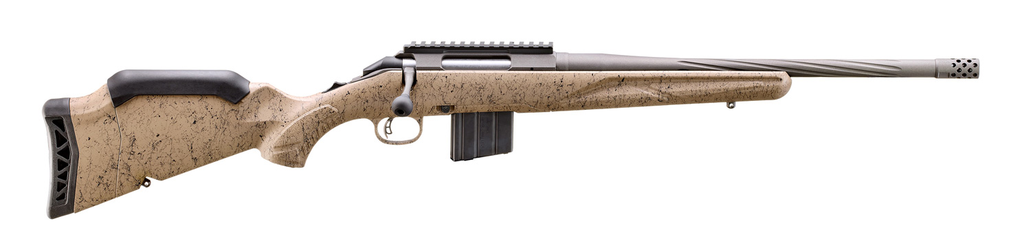 Ruger Gen II American 350 Legend 16.4" Cobalt Cerakote Spiral Flute Barrel, FDE Splatter Stock - Ruger - 350 LEGEND