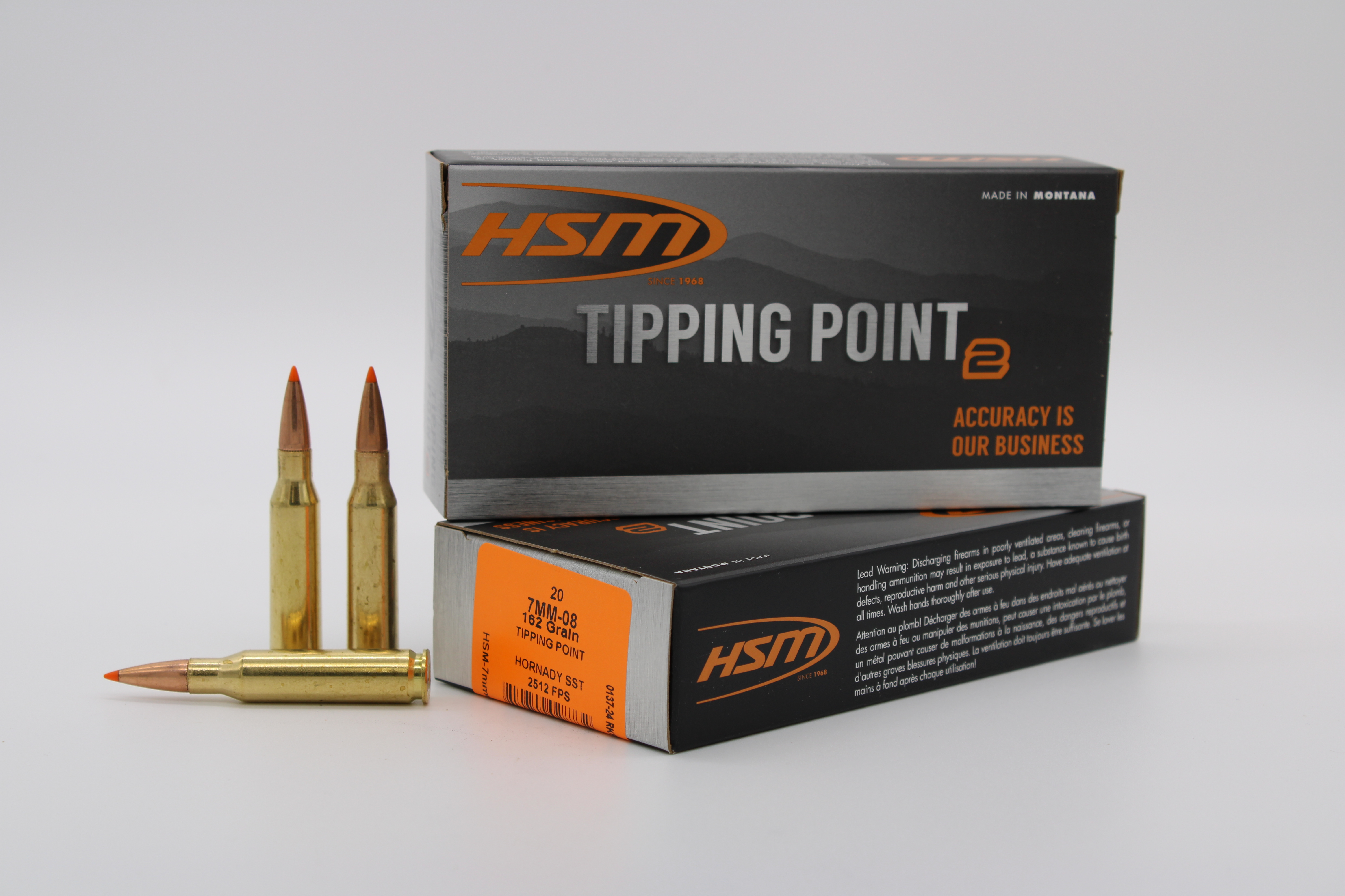 HSM Tipping Point 2 7mm-08 Rem 162gr SST Polymer Tipped 20-Round Box