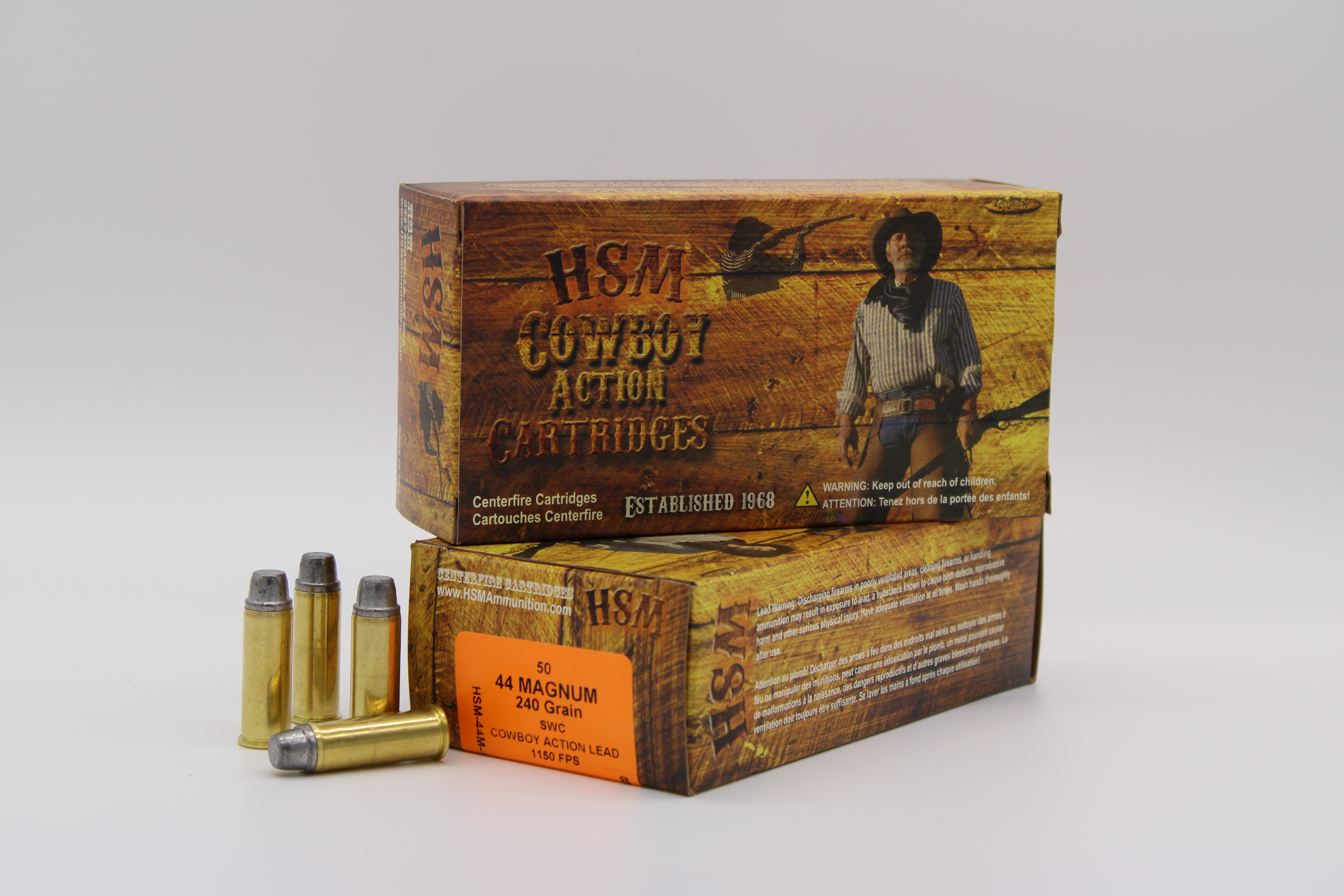 HSM Cowboy Action .44 Magnum 240gr Semi-Wadcutter (Hard Cast) Ammunition