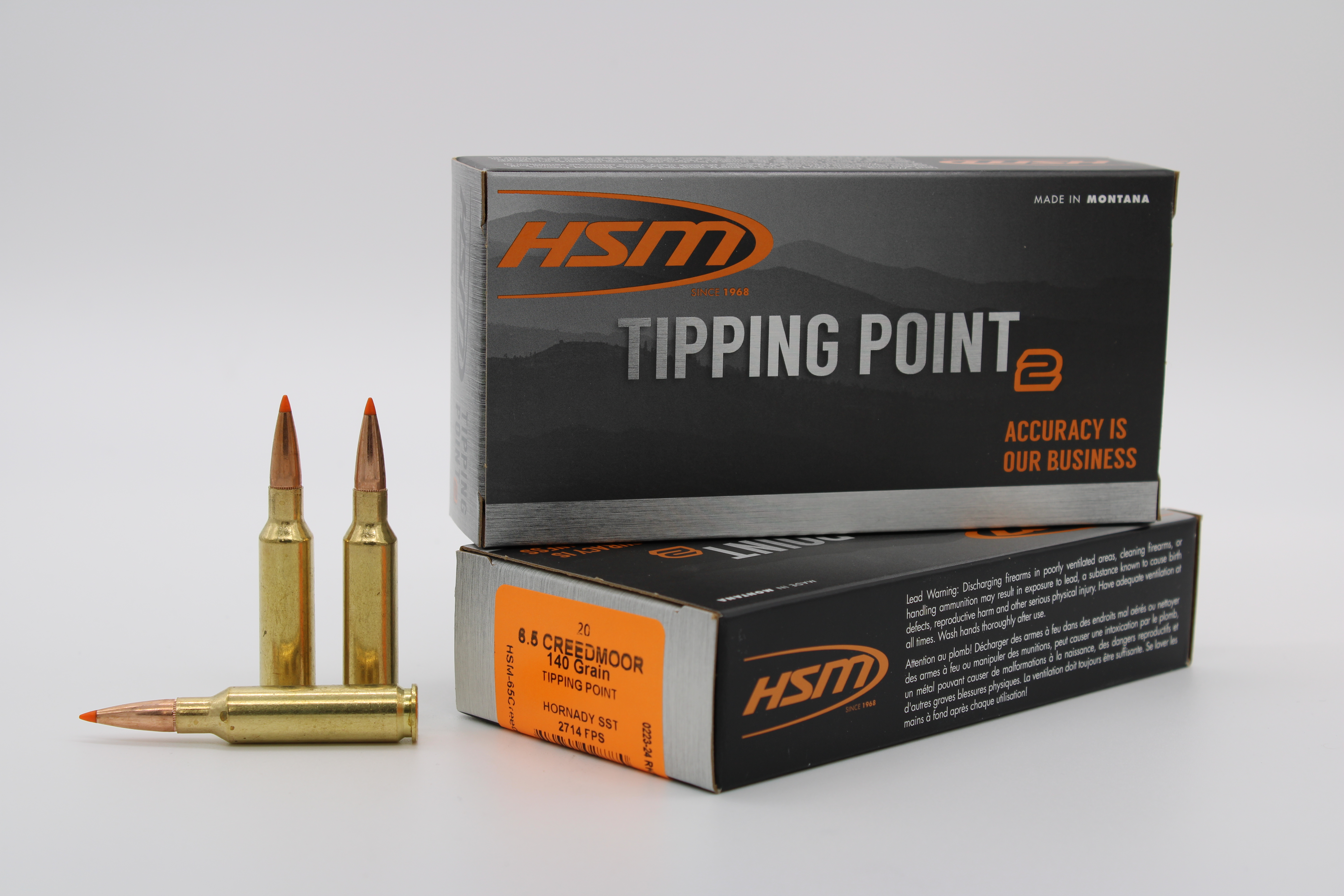 HSM AMMUNITION 6.5 CREED 140GR TIPPING PT 20RD BOX 25 BOXES PER CASE ...